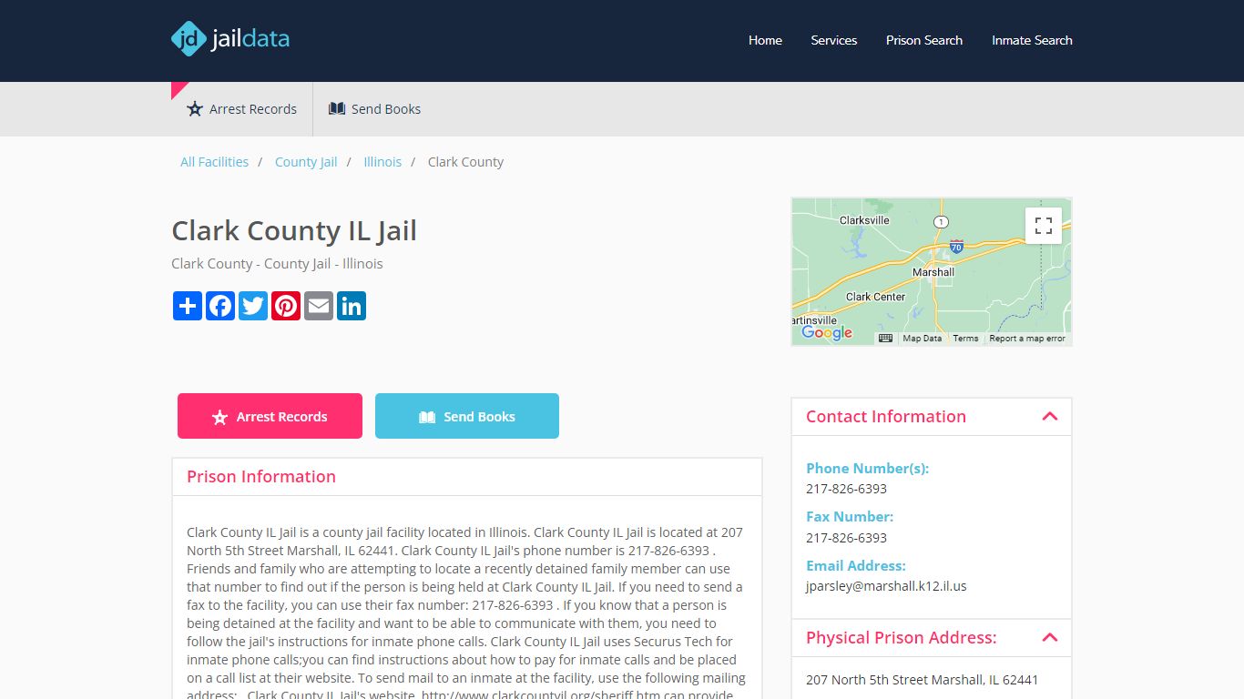 Clark County IL Jail Inmate Search and Prisoner Info - Marshall, IL